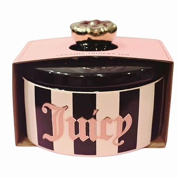 Juicy Couture Home Striped Logo Ceramic Trinket Jar - Picture 2 of 6